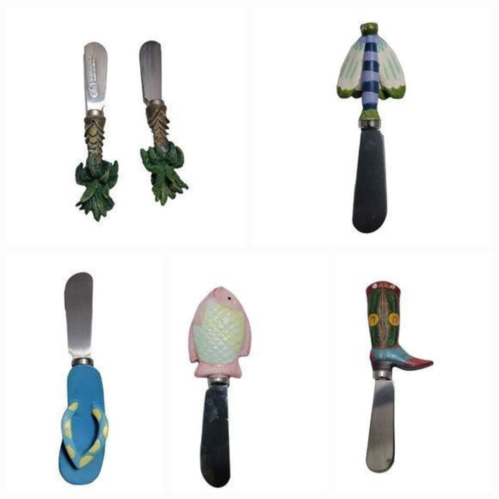 Cheese knife spreader Set of 6 Charcuterie Butter Board boot butterfly fish palm
